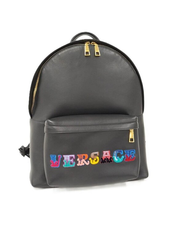 Versace Backpack Multicolor Logo Leather Black main image 5